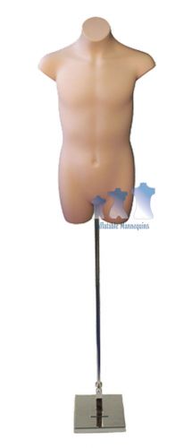 Teenage boy 3/4 fleshtone and adjustable mannequin stand with 8&#034; square base for sale