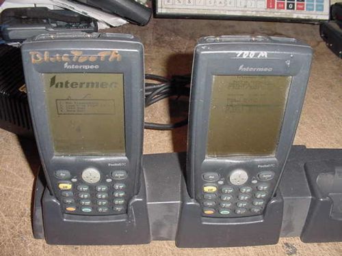 Pair of Intermec Model 700 Handheld Units for Parts/Repair. Power up. &gt;B2