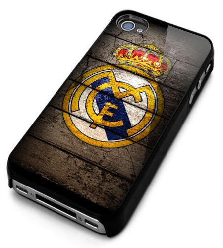 Real Madrid FC Wood Logo iPhone 4/4s/5/5s/5c/6 Black Hard Case