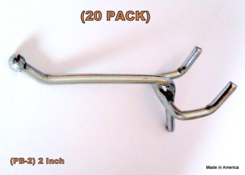 (20 PACK)  Quality American Made 2 Inch Pegboard Hooks. Fits 1/8 &amp; 1/4 Pegboard
