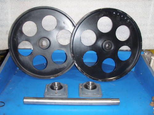 Bandsaw wheels bandwheels 18&#034; pair w shaft and bearings brand new real bandweels for sale