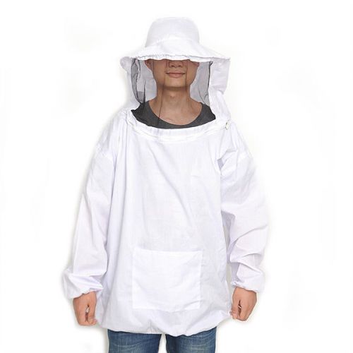 New Beekeeping Jacket Veil Suit Hat Pull Over Smock Protective Equipment White