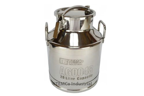 TEMCo 20 Liter 5.25 Gallon Stainless Steel Milk Can Wine Pail Bucket Tote Jug