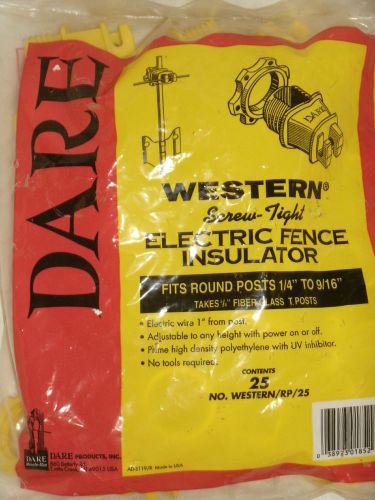Dare Western Screw Tight Electric Fence Insulators-Round Post 25pk Bag MADE USA
