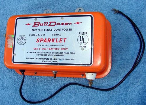 BULL DOZER SPARKLET 6/VOLT ELECTRIC FENCE PULSE CONTROLLER CHARGER #410-D