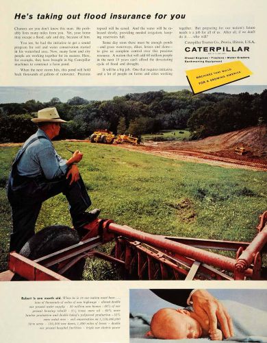 1959 Ad Caterpillar Tractor Farming Machinery Construction Flood Insurance SEP5
