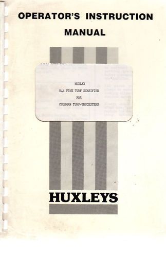 Huxley H44 Scarifier For Cushman Inst Part List 8274A