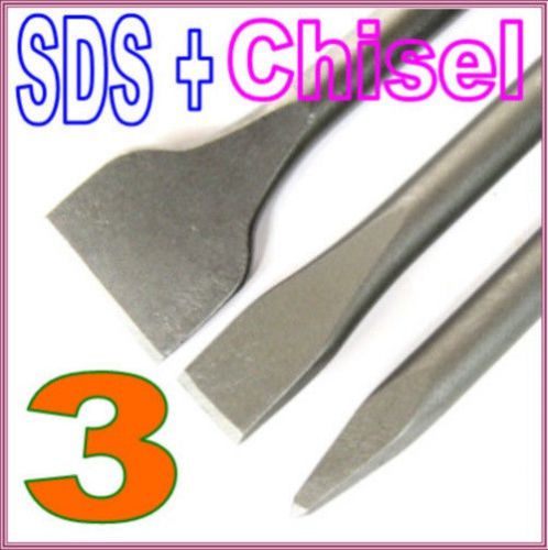 3 pc Set SDS Plus Point and Flat  Chisel Drill Bit