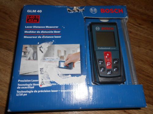 Bosch GLM40 Laser Distance Measurer w/140&#039; Range &amp; Backlit Display GLM 40