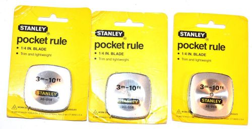3 nos stanley usa made 1/4&#034; x 3m / 10&#039;  pocket tape measure #30-056 for sale