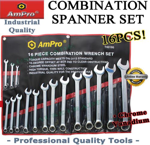Ampro 16pc combination spanner american pro quality chrome vanadium tools for sale