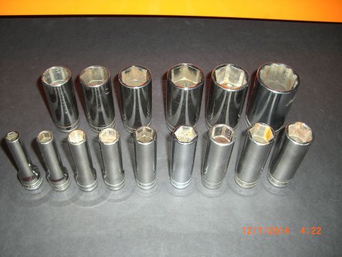 Snap on tools 15 piece 1/2&#034; drive sae deep socket set 3/8&#034; - 1-7/16&#034; for sale