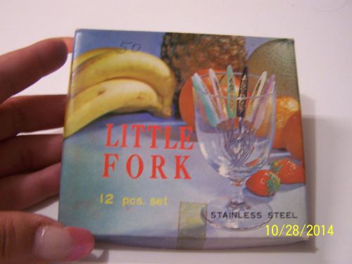 Vintage Little Fork White plastic handled with gold