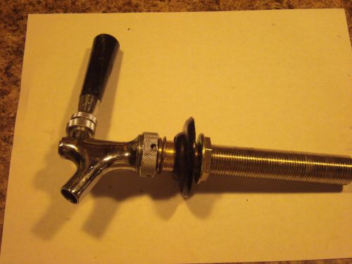Chromed brass beer tap faucet with 6&#034; shank, collar &amp; handle homebrew kegerator