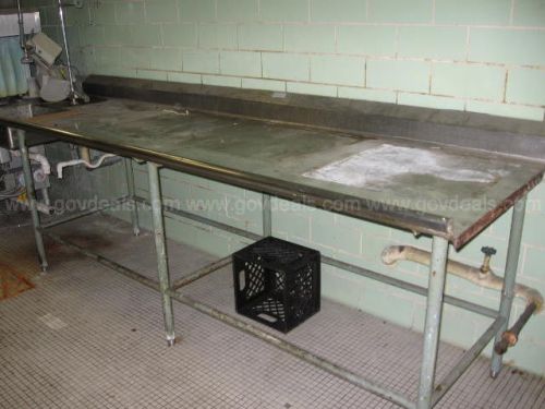 Hobart 44 Dishwasher Stainless Steel Table with Sink and Sprayer. 11 Foot. Used.
