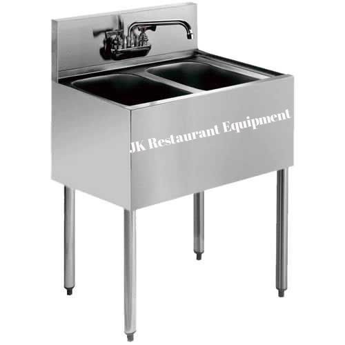 New Commercial Stainless Steel Underbar Bar Sink 18.5&#034;x26&#034;x30&#034; Two Compartments
