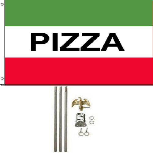 6ft complete flag pole kit-w/3x5&#039;pizza red,white&amp;green flag-polyester w/grommets for sale