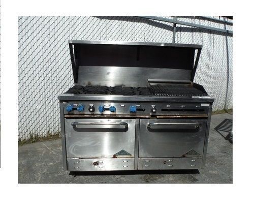 Comstock castle gas 60 wide range 6burners &amp; 24&#034; griddle, base model: f3226-24 for sale