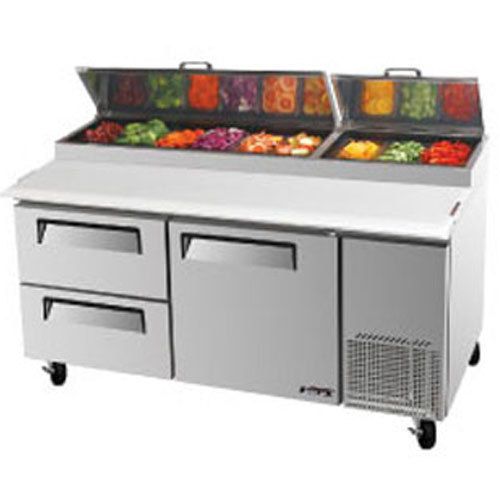 Turbo TPR-67SD-D2 Refrigerated Counter, Deli Pizza Prep Table,  2 Drawers 1Door,
