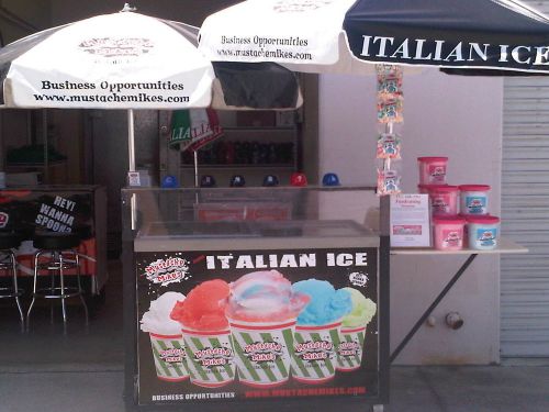 Italian Ice Push Cart Mustache Mike&#039;s turnkey includes 80 tubs of Italian ice