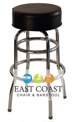 New Gladiator Black Backless Bar Stool with Double Chrome Ring
