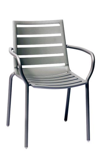 New south beach outdoor aluminum stacking arm chair with titanium silver finish for sale