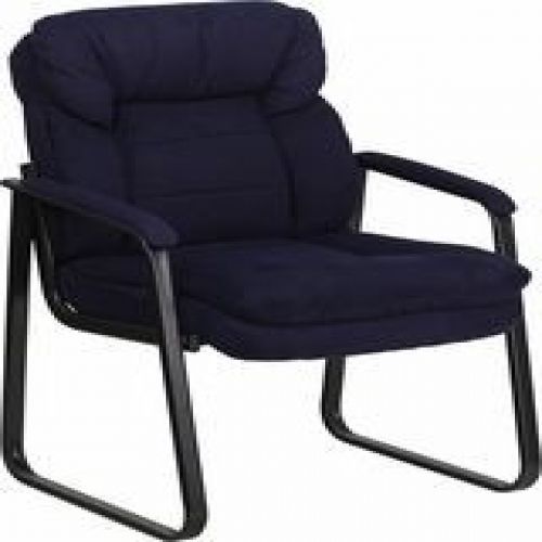Flash Furniture GO-1156-NVY-GG Navy Microfiber Executive Side Chair with Sled Ba