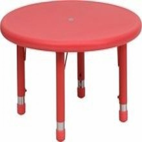 Flash Furniture YU-YCX-007-2-ROUND-TBL-RED-GG 33&#039;&#039; Round Height Adjustable Red P