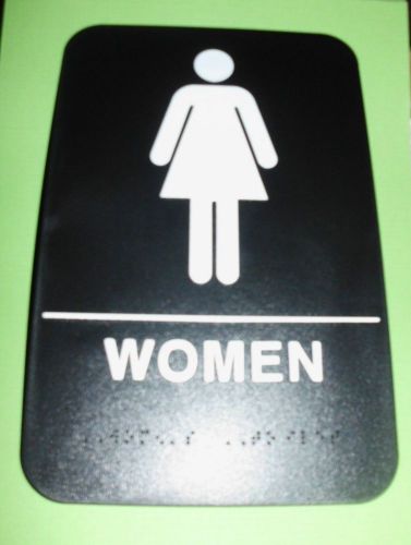 ADA RESTROOM SIGN WOMEN  ONLY  BRAILLE BLACK PUBLIC ACCOMMODATION APPROVED