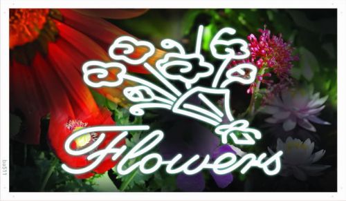 ba511 Flowers Florist Shop Store OPEN Banner Shop Sign