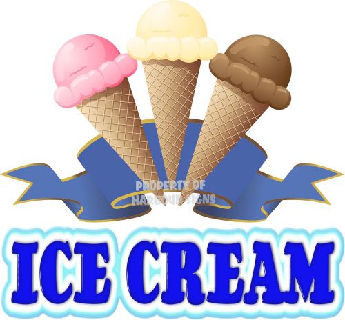 Ice Cream Decal 8&#034; Cones Stand Cart Concession Food Truck Restaurant Vinyl Sign