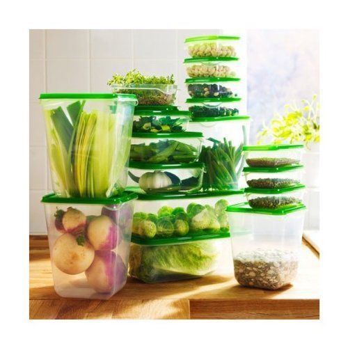Ikea Food Container Set of 17 Green Microwave Heat food Freezer Dishwwash Safe