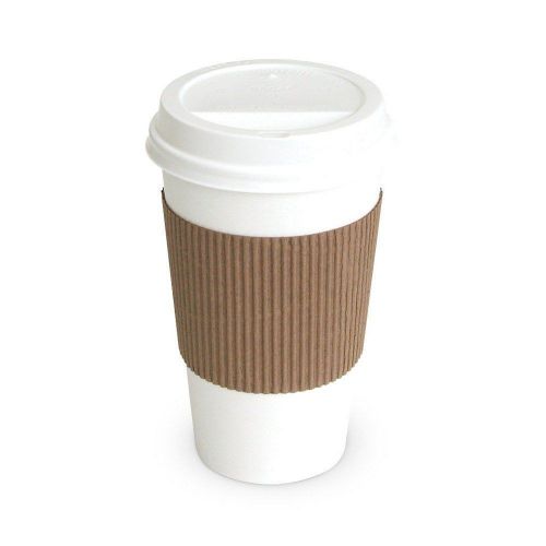 100 Paper Coffee Cup/Disposable Hot Cup 12 oz. WHITE with 100 Cappuccino Lids
