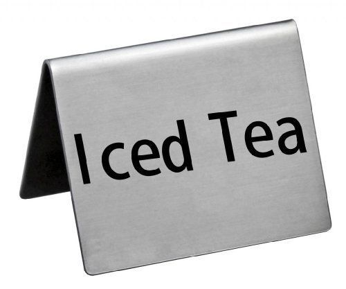 NEW New Star Stainless Steel Table Tent Sign  &#034;Iced Tea&#034;  2-Inch by 2-Inch  Set