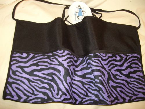 Black Server Waiter Waitress Waist Apron  Purple Zebra  Personalized Opt.