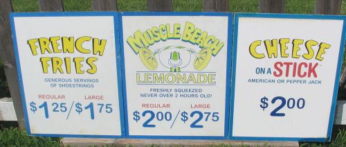 MUSCLE BEACH LEMONADE Lemonade Cheese Stick French Fries Metal Price Signs