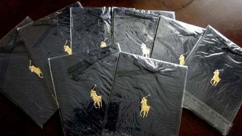 LOT of 14 Authentic Navy RALPH LAUREN POLO 6X8 Metallic Logo GIFT BAGS w/Tissue