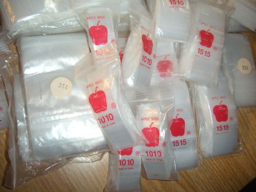 3700 baggies apple brand mixed sized  bags ziplock 1515 1212 1010 3x3,4,5 2x2 for sale