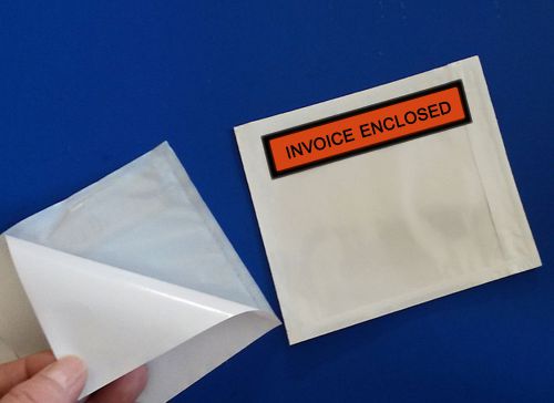 2 Mil - 500 Invoice Enclosed 4 1/2 x 5 1/2&#034; Slips Envelopes Box Pouches Bags