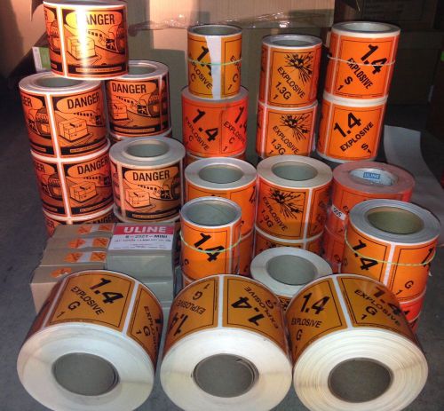 Over 10,000 - Orange Warning Explosive Stickers