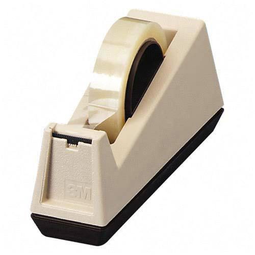 3M 3&#034; Core Weighted Tape Dispenser with Attached Core, Desktop, Putty/Brown