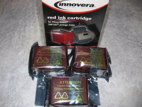 Lot of 3 Innovera Red Ink Cartridge for Pitney Bowes DM100i, Replaces #793-5 NEW