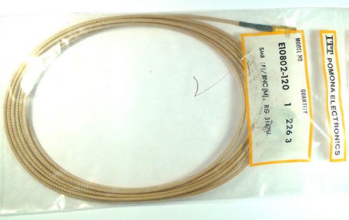 Pomona e10802-120 - test cable smb(f) &lt;=&gt; bnc(m) 120&#034; rg-316/u - *unused* *nib* for sale