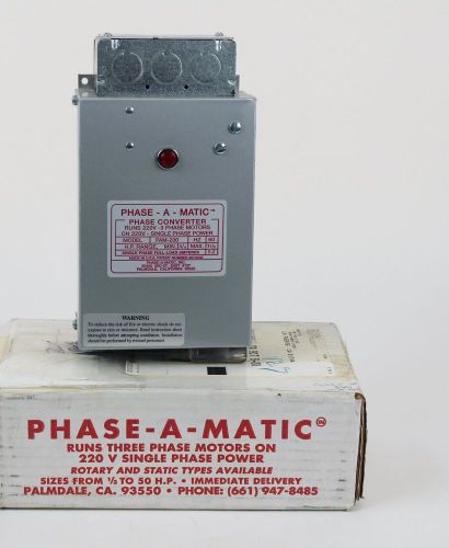 Phase-a-matic pam- 200 heavy duty static phase converter horsepower: 3/4 ~1 1/2 for sale