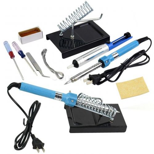 9 pcs 60w electric soldering iron sponge tin wire rosin tweezer srcewdriver pump for sale