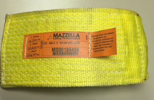 Mazzella ee2-806  3&#039; web sling choker: 12,200# vertical: 16300# basket: 32600# for sale