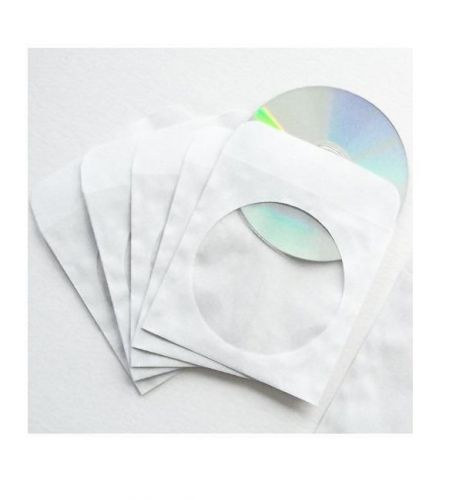 NEW Bestduplicator CDSLV-100-WH 100 Paper CD Sleeves with Window and Flap White
