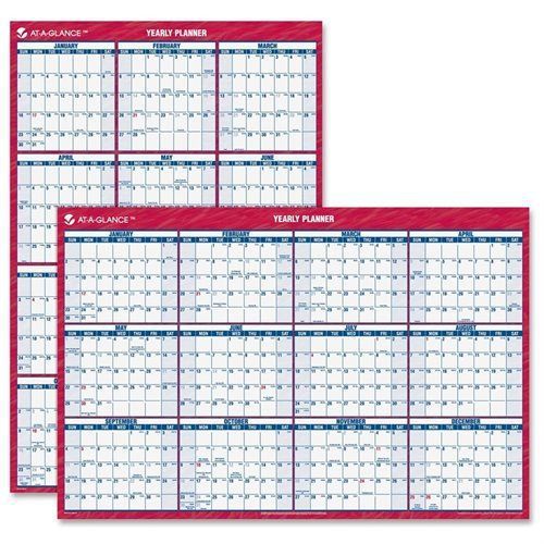 AT-A-GLANCE® Erasable Vertical/Horizontal Wall Planner, 24 x 36, Blue/Red, 2015