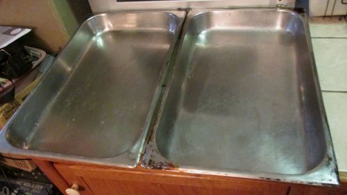 Stainless Steel SS Buffet Steam Table Insert Pan LOT of 2 - 6x12x20&#034; - 21 qt