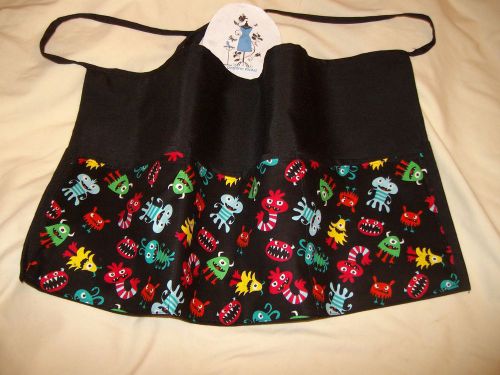 Black server waiter waitress waist apron critters name embroidered free for sale